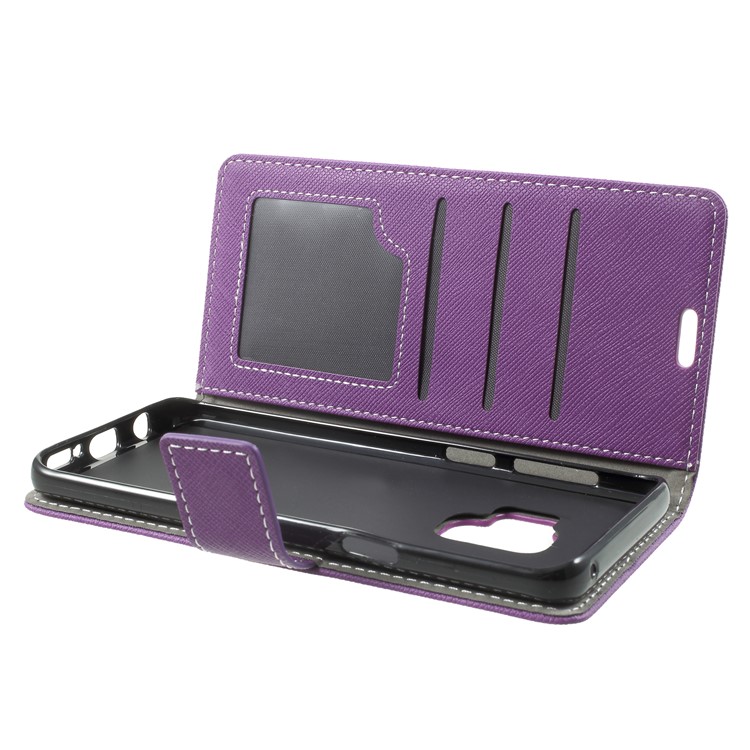 Cross Texture Phone Leather Stand Shell for Samsung Galaxy S9 G960 - Purple-5