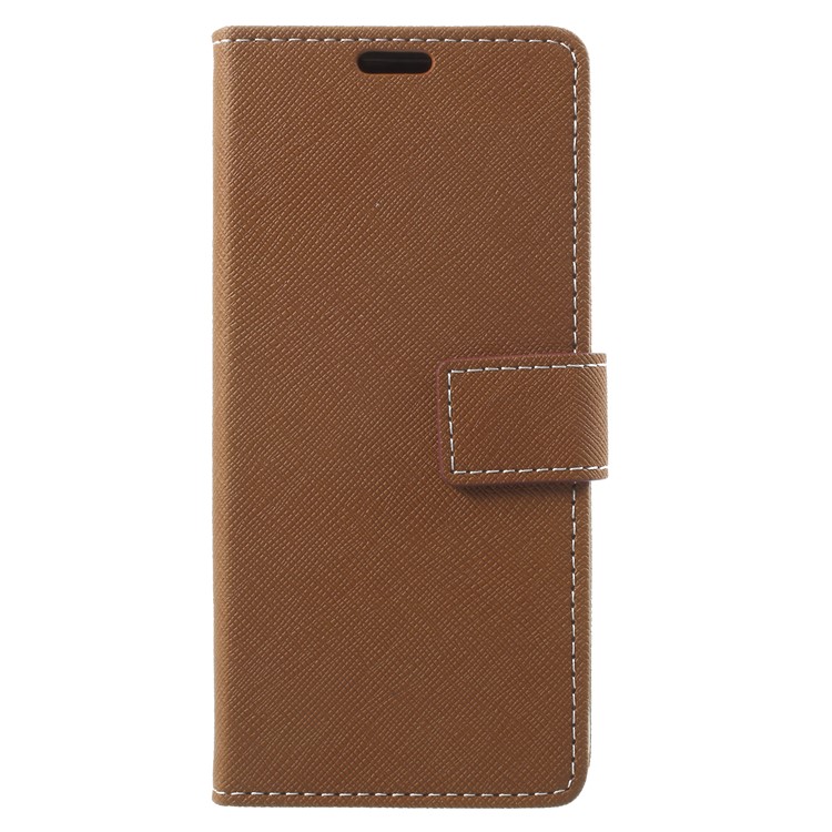 

Cross Texture Phone Leather Stand Cellphone Case for Samsung Galaxy S9 G960 - Brown