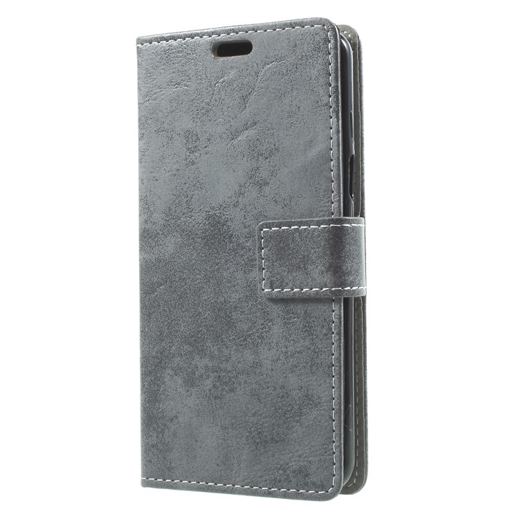 Vintage Matte Leather Wallet Stand Phone Cover for Samsung Galaxy S9 G960 - Black-3