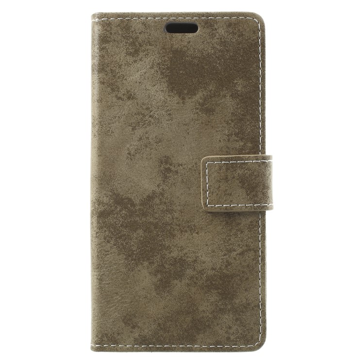 Vintage Matte Leather Wallet Stand Phone Casing for Samsung Galaxy S9 G960 - Khaki-1