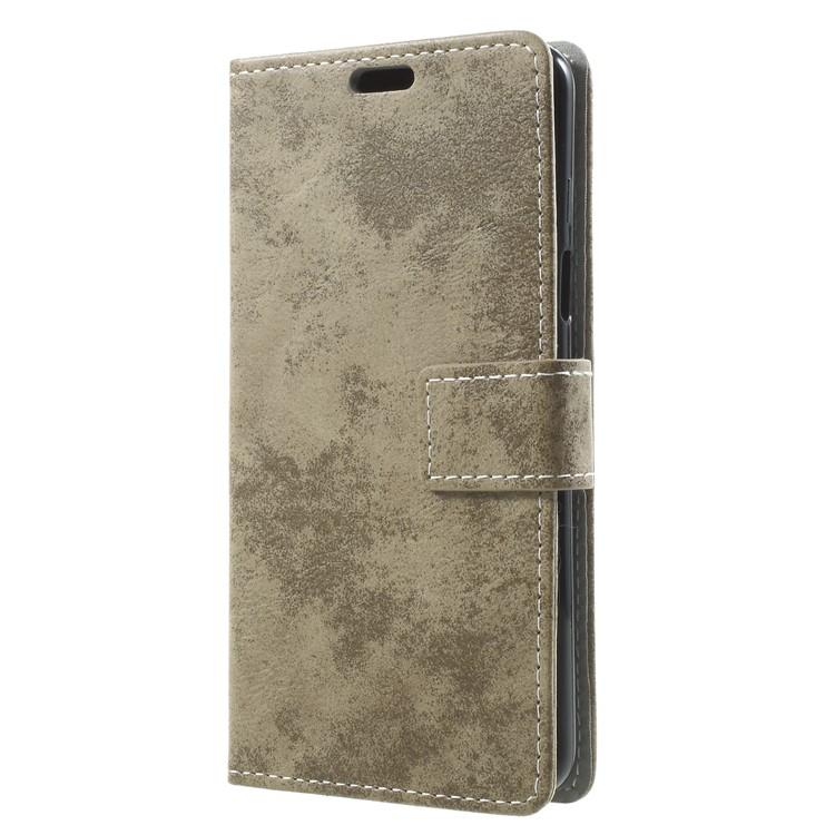 Vintage Matte Leather Wallet Stand Phone Casing for Samsung Galaxy S9 G960 - Khaki-3