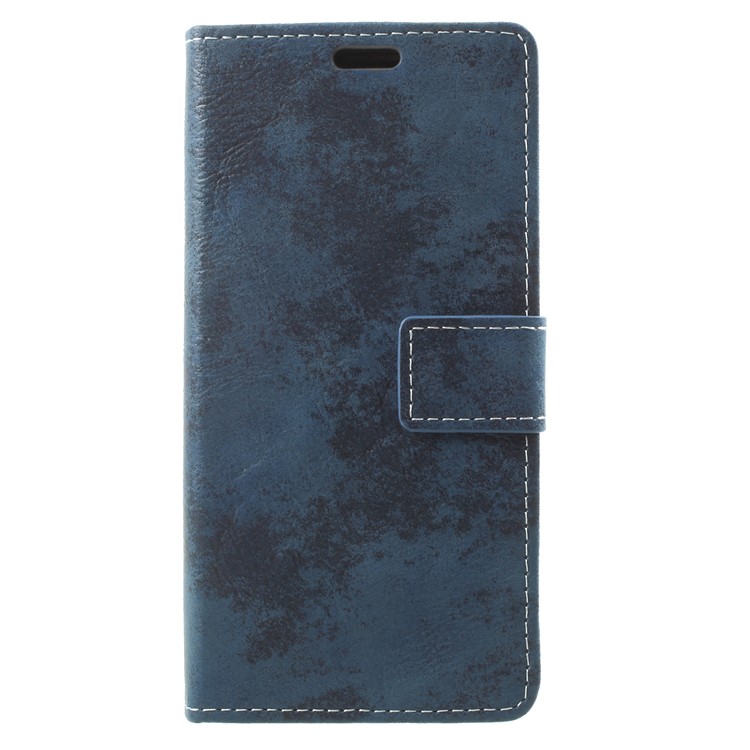 Vintage Matte Leather Wallet Stand Phone Shell for Samsung Galaxy S9 G960 - Blue-1