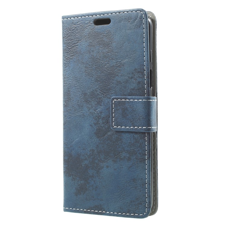 Vintage Matte Leather Wallet Stand Phone Shell for Samsung Galaxy S9 G960 - Blue-3