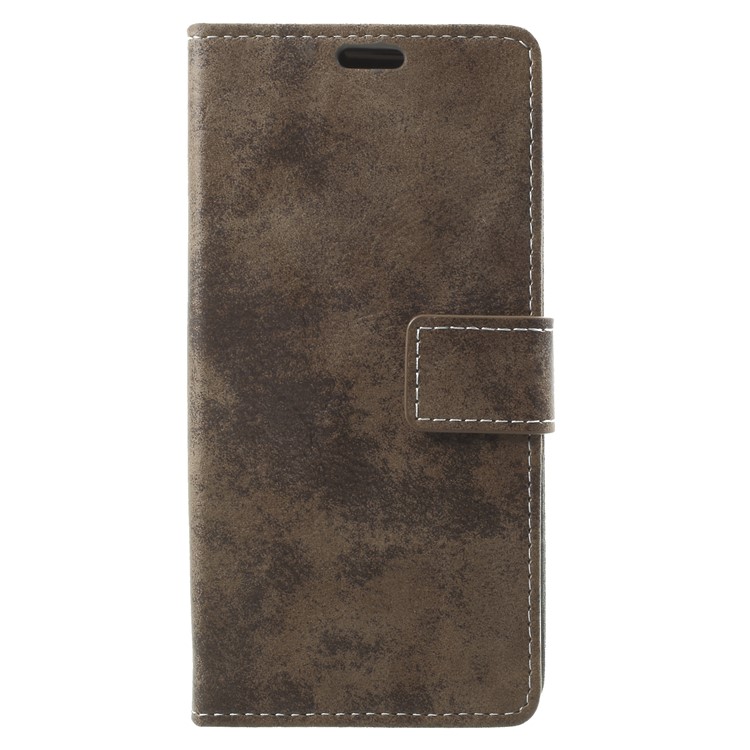 Vintage Matte Leather Wallet Stand Phone Casing Cover for Samsung Galaxy S9 G960 - Coffee-1