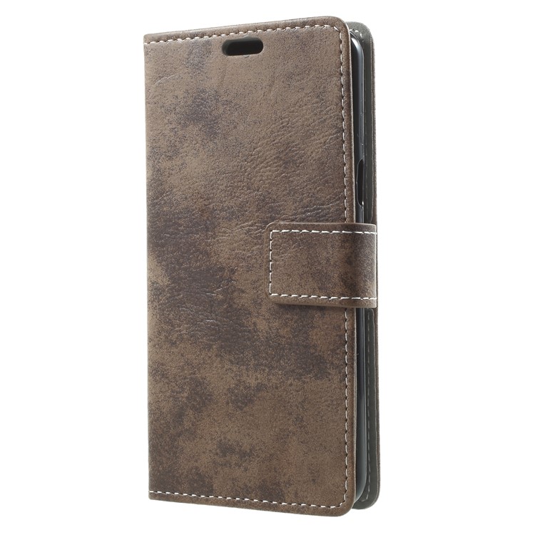Vintage Matte Leather Wallet Stand Phone Casing Cover for Samsung Galaxy S9 G960 - Coffee-3