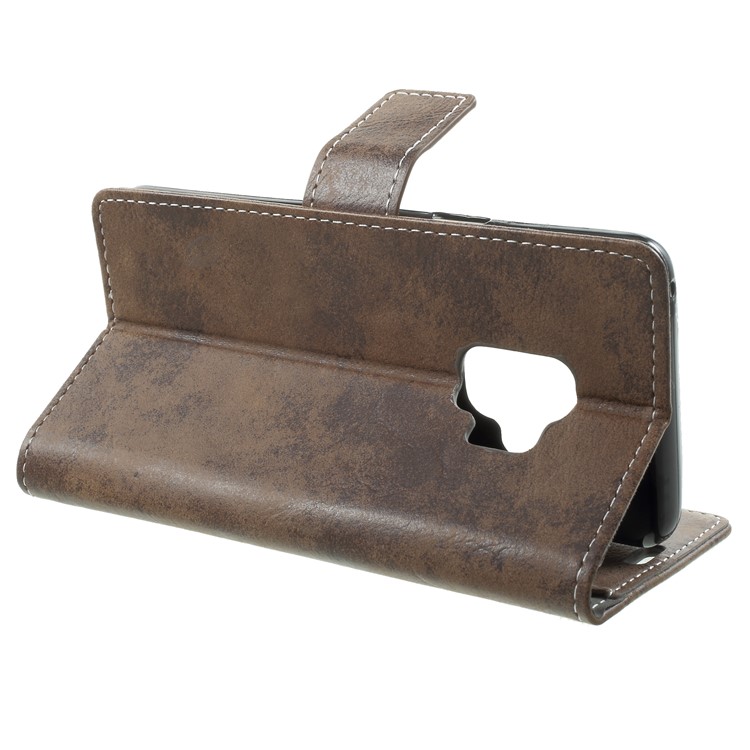 Vintage Matte Leather Wallet Stand Phone Casing Cover for Samsung Galaxy S9 G960 - Coffee-4