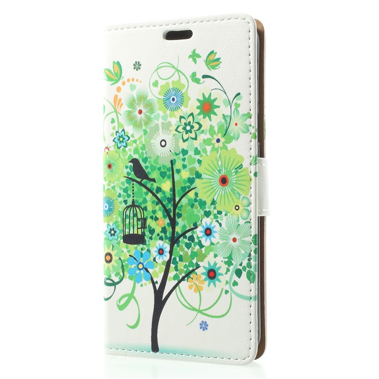 Patterned PU Leather Folio Wallet Stand Phone Shell for Samsung Galaxy S9 - Green Tree-3