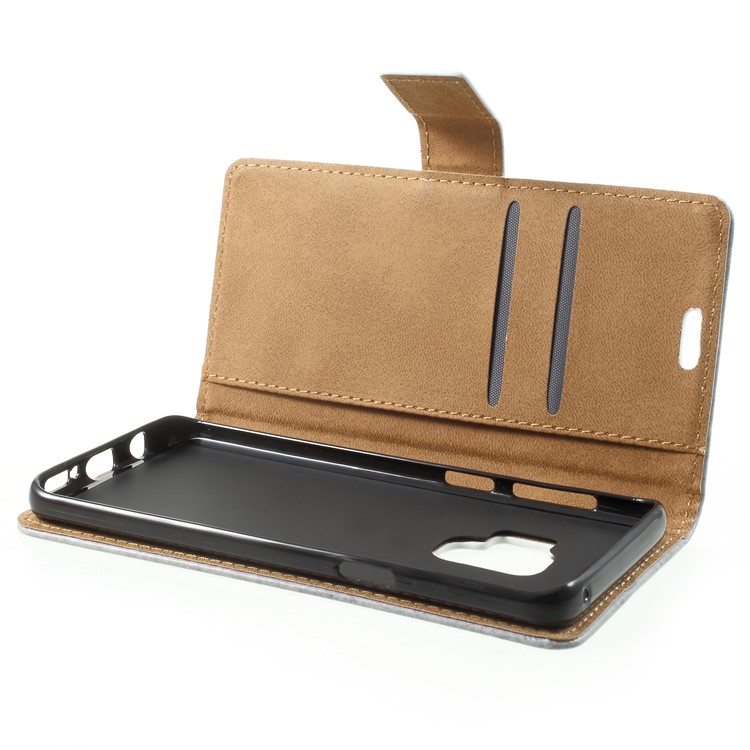 Patterned PU Leather Folio Wallet Stand Phone Accessory Case for Samsung Galaxy S9 - Cat Holding Heart-5