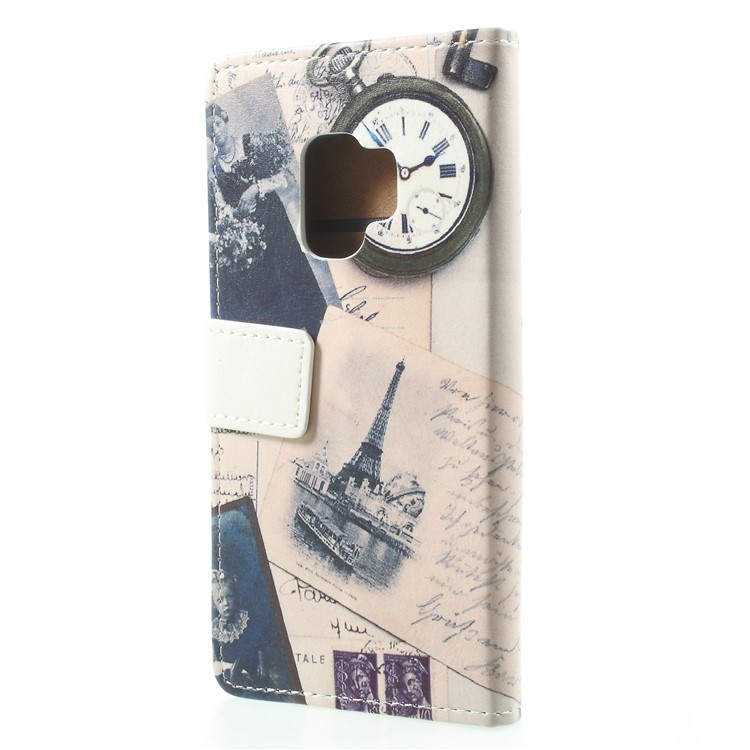 Patterned PU Leather Folio Wallet Stand Phone Protection Case for Samsung Galaxy S9 - Eiffel Tower and Quill-pen-2