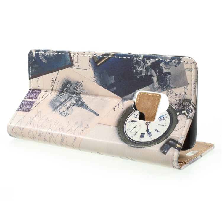 Patterned PU Leather Folio Wallet Stand Phone Protection Case for Samsung Galaxy S9 - Eiffel Tower and Quill-pen-4