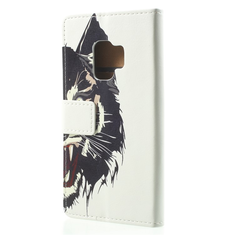 Patterned PU Leather Folio Wallet Stand Phone Protection Casing for Samsung Galaxy S9 G960 - Tiger-2