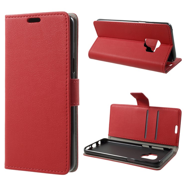 Wallet Magnetic Stand Leather Mobile Phone Shell for Samsung Galaxy S9 G960 - Red-1