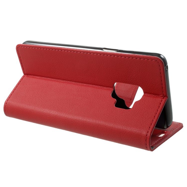 Wallet Magnetic Stand Leather Mobile Phone Shell for Samsung Galaxy S9 G960 - Red-4
