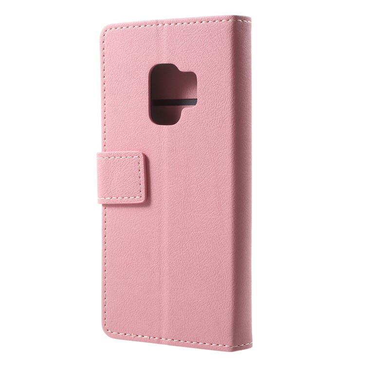 Wallet Magnetic Stand Leather Mobile Phone Casing for Samsung Galaxy S9 G960 - Pink-2