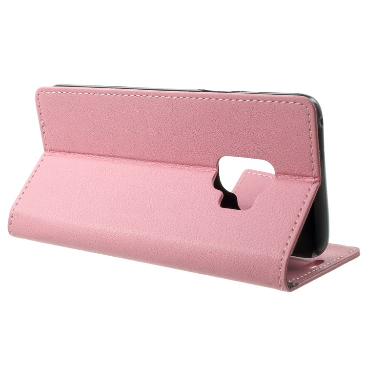 Wallet Magnetic Stand Leather Mobile Phone Casing for Samsung Galaxy S9 G960 - Pink-4
