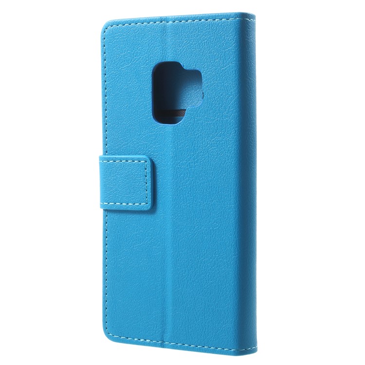Wallet Magnetic Stand Leather Cell Phone Shell for Samsung Galaxy S9 G960 - Blue-2