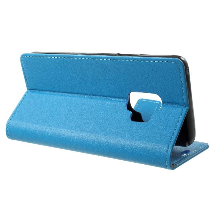 Wallet Magnetic Stand Leather Cell Phone Shell for Samsung Galaxy S9 G960 - Blue-4