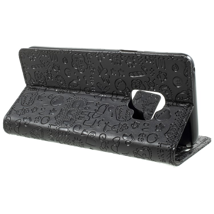 For Samsung Galaxy S9 Cartoon Graffiti Pattern PU Leather Wallet Stand Phone Cover - Black-4