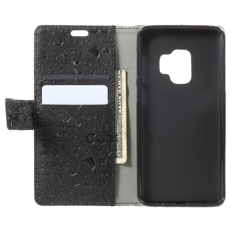 For Samsung Galaxy S9 Cartoon Graffiti Pattern PU Leather Wallet Stand Phone Cover - Black-5