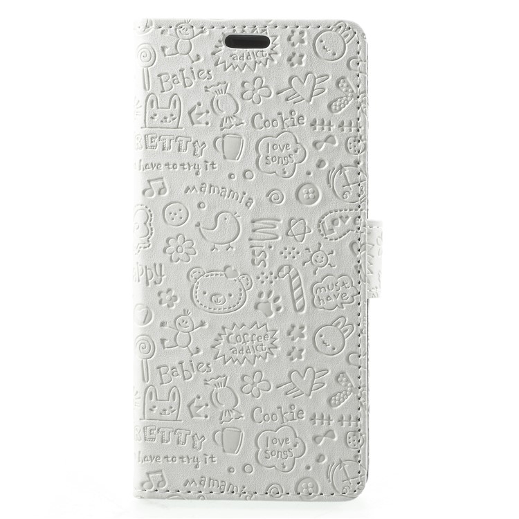 

For Samsung Galaxy S9 Cartoon Graffiti Pattern PU Leather Wallet Stand Phone Case - White