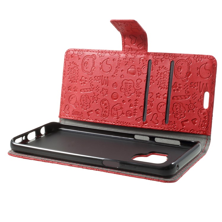 For Samsung Galaxy S9 G960 Cartoon Graffiti Pattern PU Leather Wallet Stand Phone Casing - Red-4