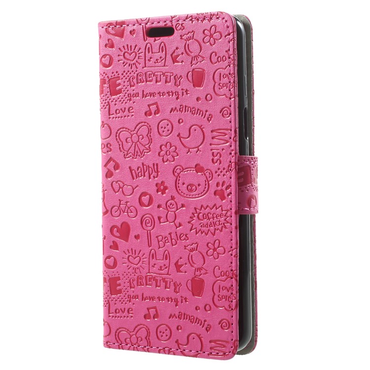 For Samsung Galaxy S9 G960 Cartoon Graffiti Pattern PU Leather Wallet Stand Phone Shell - Rose-3