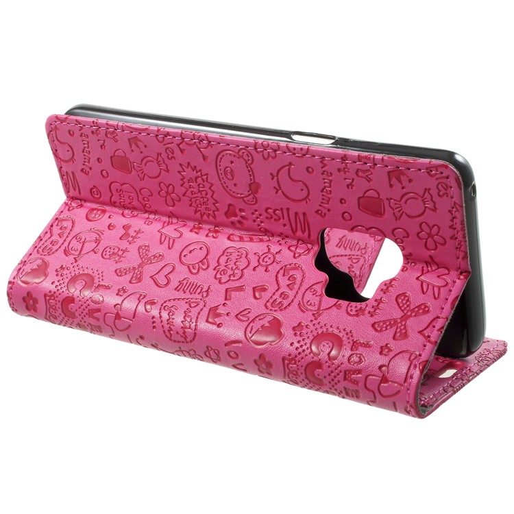 For Samsung Galaxy S9 G960 Cartoon Graffiti Pattern PU Leather Wallet Stand Phone Shell - Rose-4