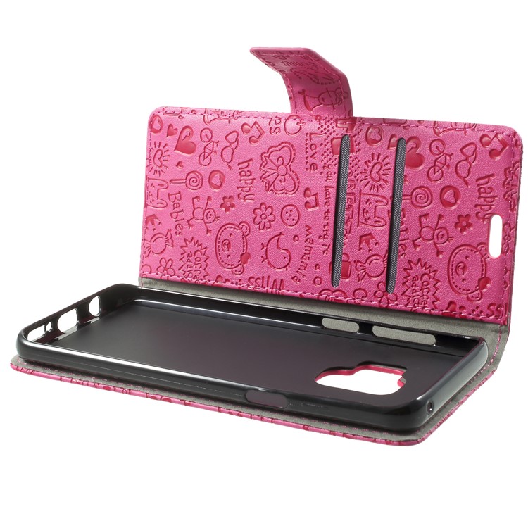 For Samsung Galaxy S9 G960 Cartoon Graffiti Pattern PU Leather Wallet Stand Phone Shell - Rose-5