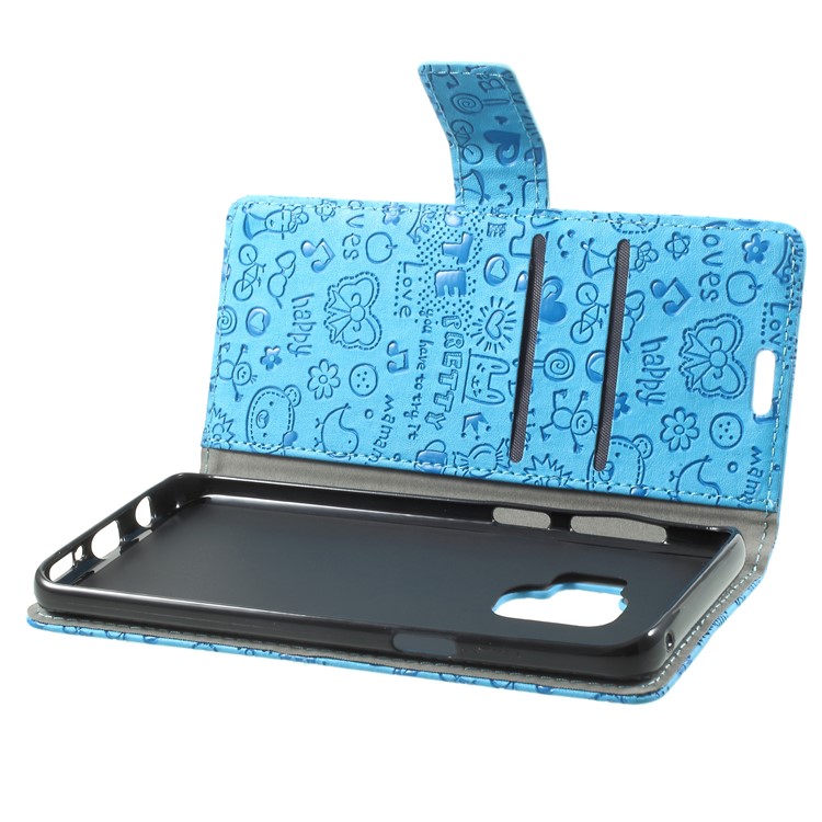 For Samsung Galaxy S9 G960 Cartoon Graffiti Pattern PU Leather Wallet Stand Phone Casing Cover - Blue-5