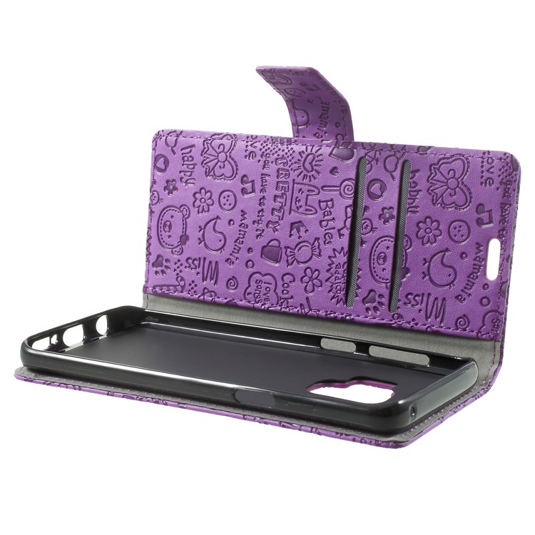 For Samsung Galaxy S9 Cartoon Graffiti Pattern PU Leather Wallet Stand Phone Accessory Cover - Purple-5