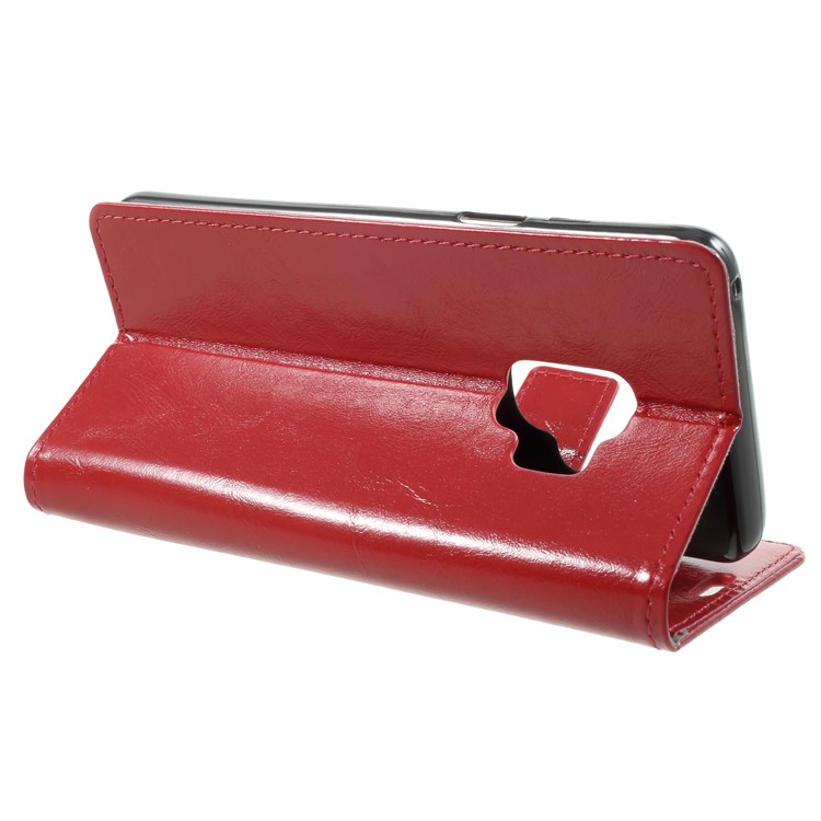 Crazy Horse Magnetic Stand Wallet Leather Mobile Phone Case for Samsung Galaxy S9 G960 - Red-4