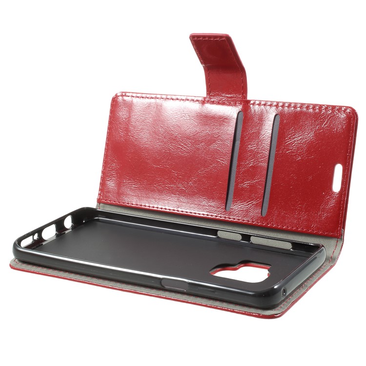 Crazy Horse Magnetic Stand Wallet Leather Mobile Phone Case for Samsung Galaxy S9 G960 - Red-5