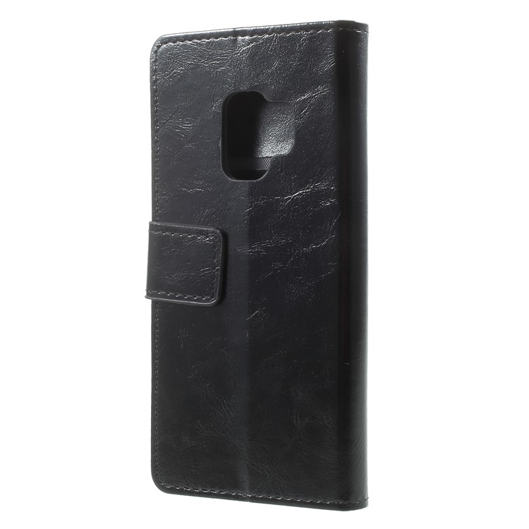 Crazy Horse Magnetic Stand Wallet Leather Mobile Phone Cover for Samsung Galaxy S9 - Black-2