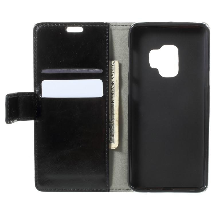 Crazy Horse Magnetic Stand Wallet Leather Mobile Phone Cover for Samsung Galaxy S9 - Black-6