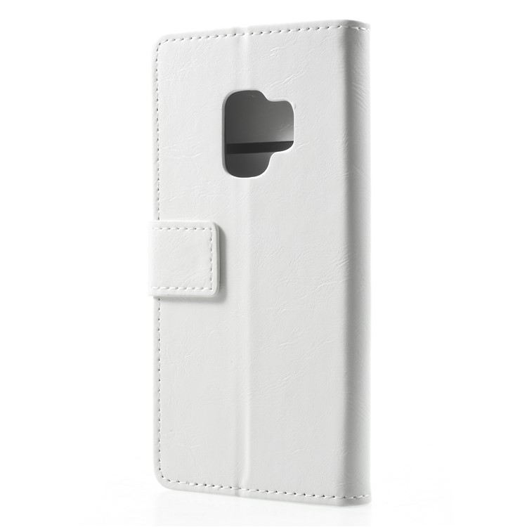 Crazy Horse Magnetic Stand Wallet Leather Mobile Phone Shell for Samsung Galaxy S9 G960 - White-2