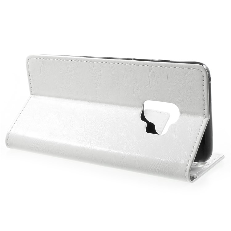 Crazy Horse Magnetic Stand Wallet Leather Mobile Phone Shell for Samsung Galaxy S9 G960 - White-4