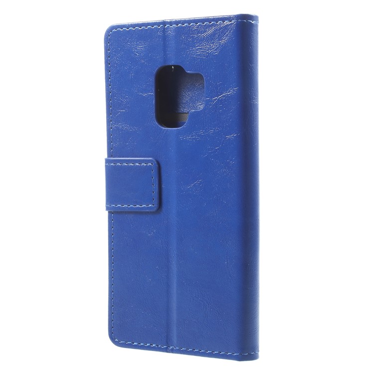 Crazy Horse Magnetic Stand Wallet Leather Cell Phone Case for Samsung Galaxy S9 G960 - Blue-2