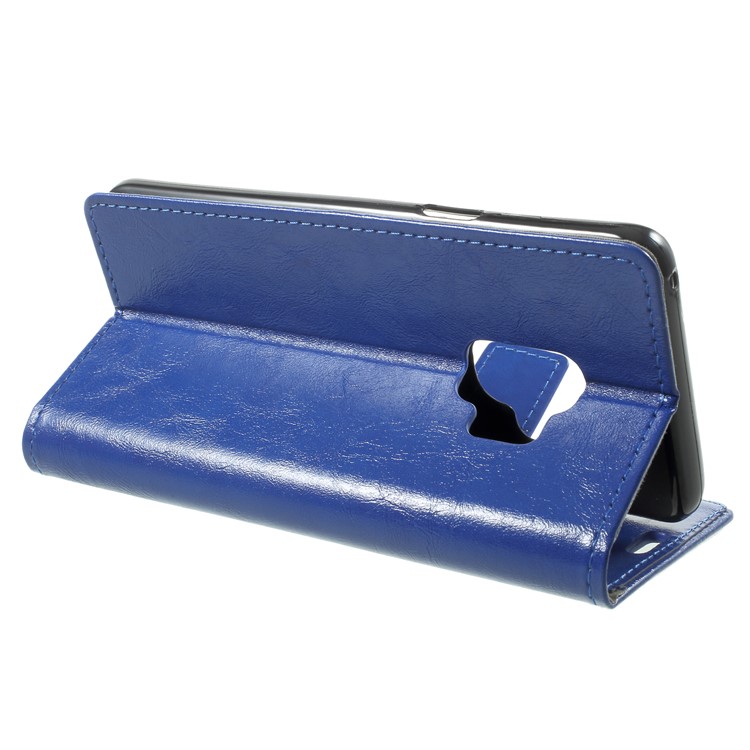 Crazy Horse Magnetic Stand Wallet Leather Cell Phone Case for Samsung Galaxy S9 G960 - Blue-4
