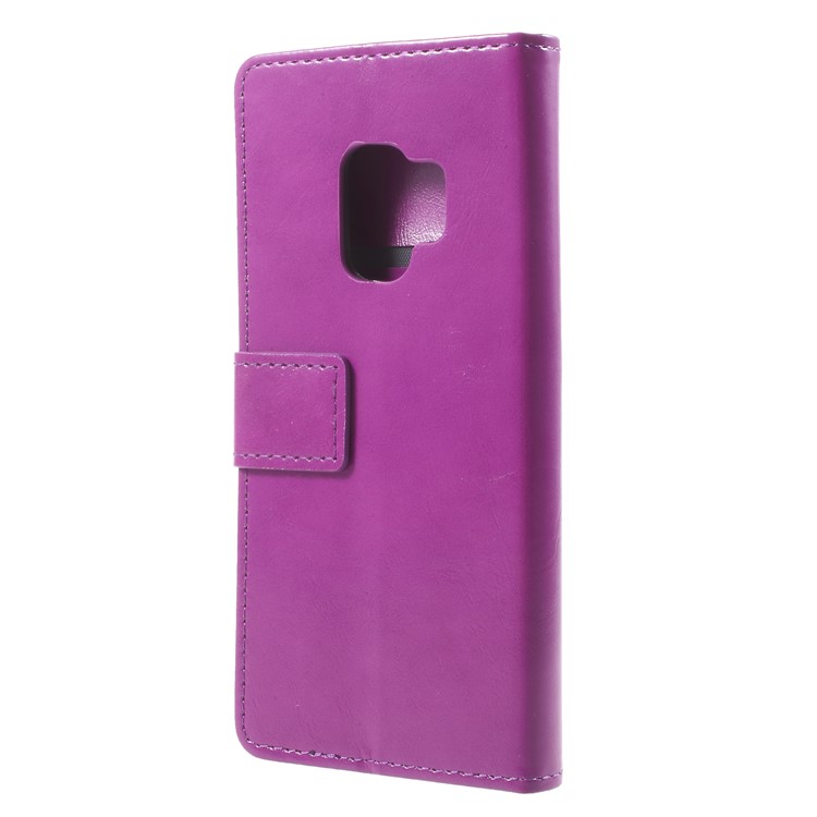 Crazy Horse Magnetic Stand Wallet Leather Cell Phone Cover for Samsung Galaxy S9 - Purple-2