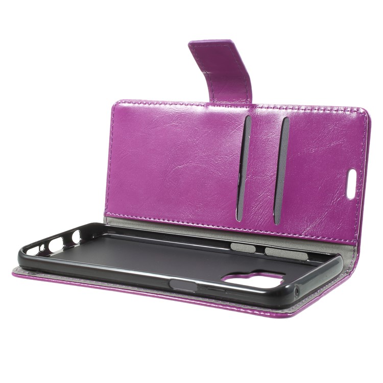 Crazy Horse Magnetic Stand Wallet Leather Cell Phone Cover for Samsung Galaxy S9 - Purple-5