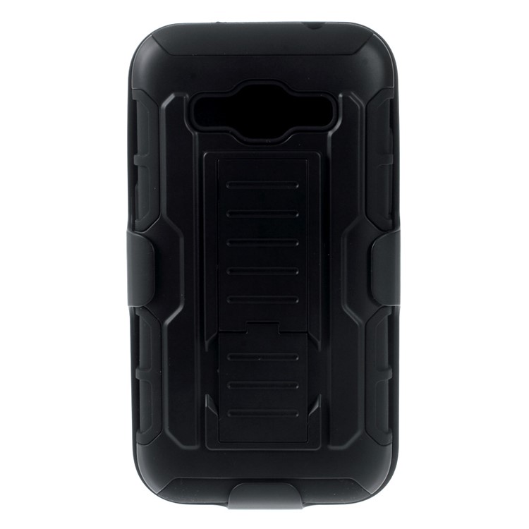 Belt Clip Kickstand PC Silicone Hybrid Case for Samsung Galaxy Core Prime SM-G360 - Black-2