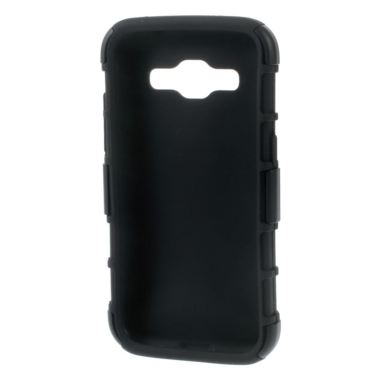 Belt Clip Kickstand PC Silicone Hybrid Case for Samsung Galaxy Core Prime SM-G360 - Black-4