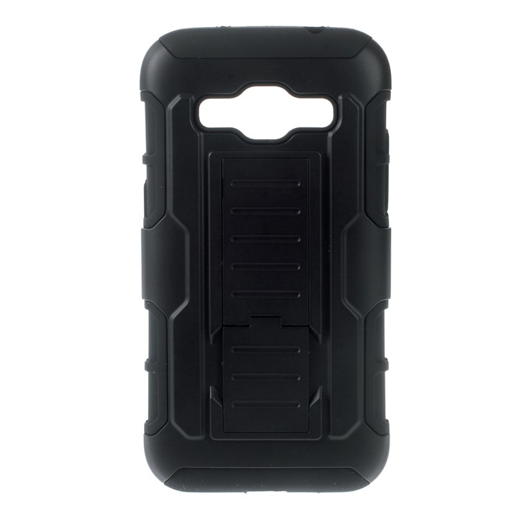 Belt Clip Kickstand PC Silicone Hybrid Case for Samsung Galaxy Core Prime SM-G360 - Black-5