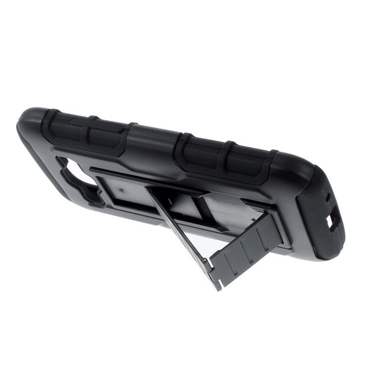 Belt Clip Kickstand PC Silicone Hybrid Case for Samsung Galaxy Core Prime SM-G360 - Black-6