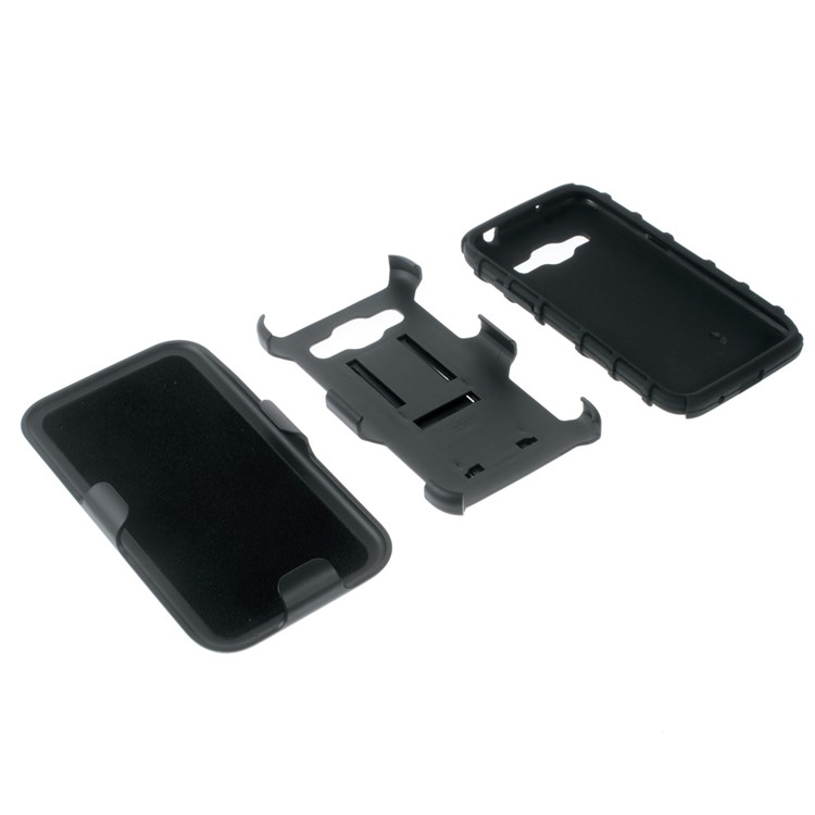 Belt Clip Kickstand PC Silicone Hybrid Case for Samsung Galaxy Core Prime SM-G360 - Black-7