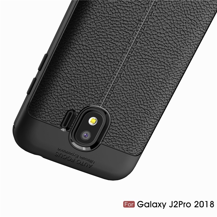 Litchi Grain Soft TPU Back Case Für Samsung Galaxy J2 Pro 2018 - Schwarz-11