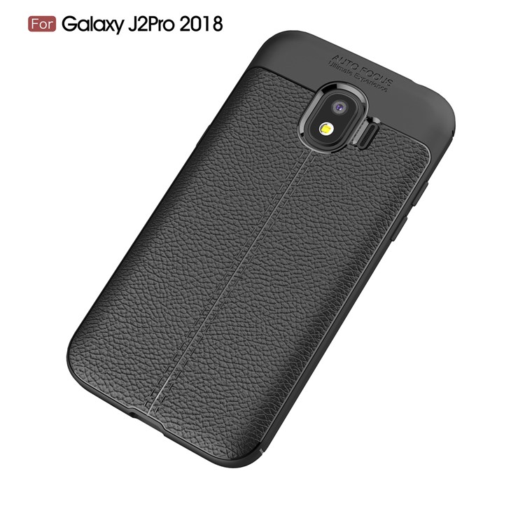 Litchi Grain Soft TPU Back Case Für Samsung Galaxy J2 Pro 2018 - Schwarz-12