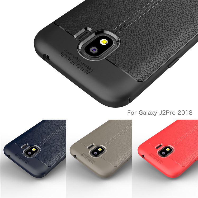 Litchi Grain Soft TPU Back Case Für Samsung Galaxy J2 Pro 2018 - Schwarz-14