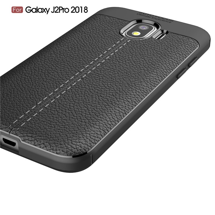 Litchi Grain Soft TPU Back Case Für Samsung Galaxy J2 Pro 2018 - Schwarz-4