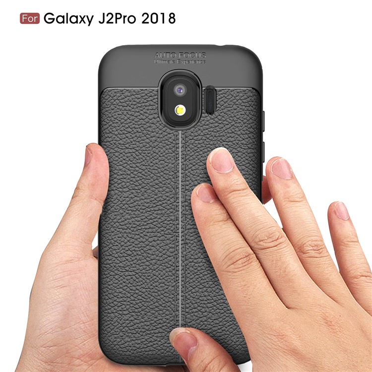 Litchi Grain Soft TPU Back Case Für Samsung Galaxy J2 Pro 2018 - Schwarz-7